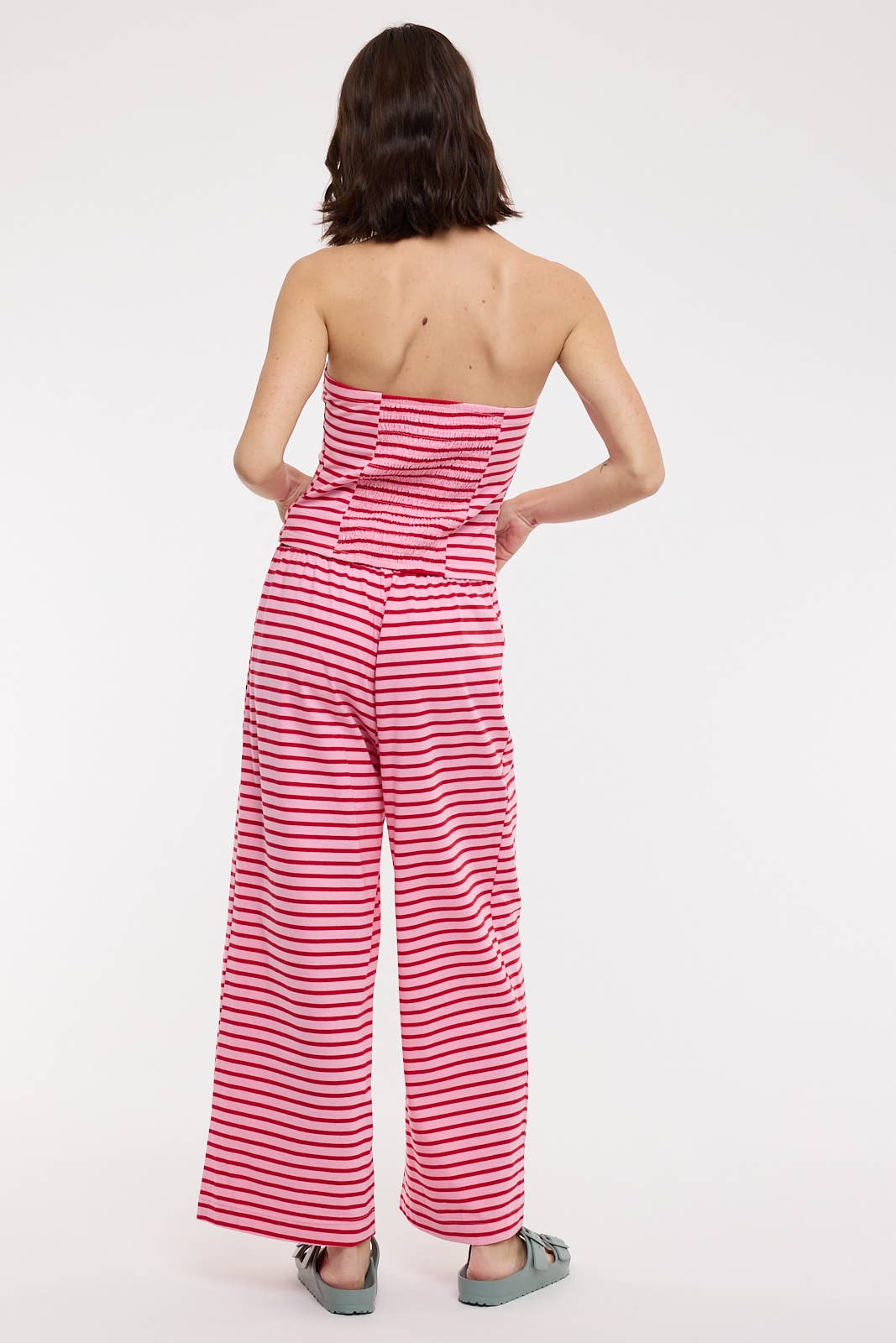 STRIPED KNIT TUBE TOP AND PANTS SET