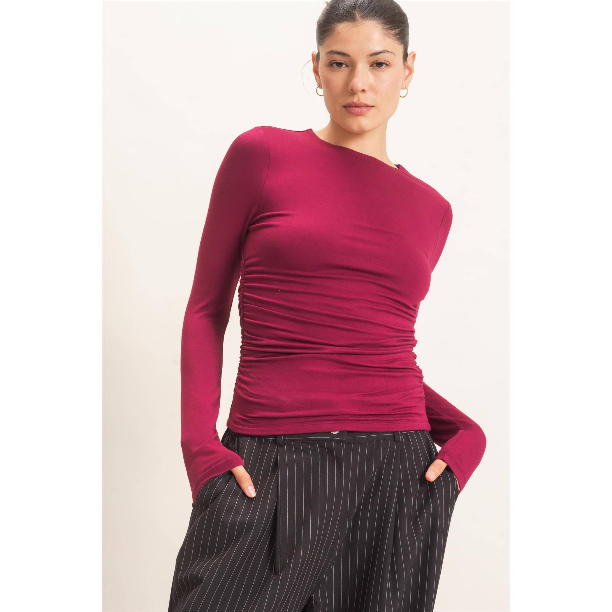 Ruched Long Sleeve Top