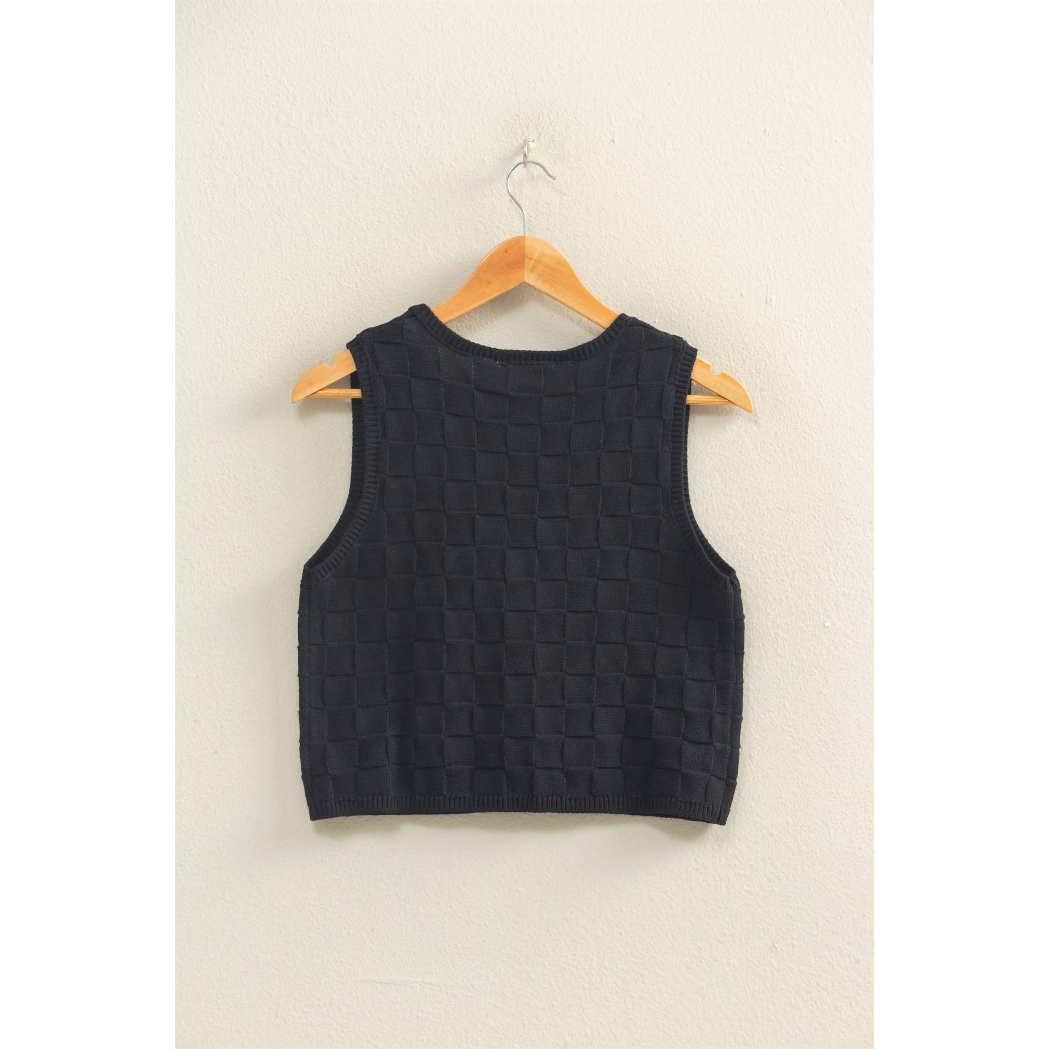 Checkered V-Neck Vest