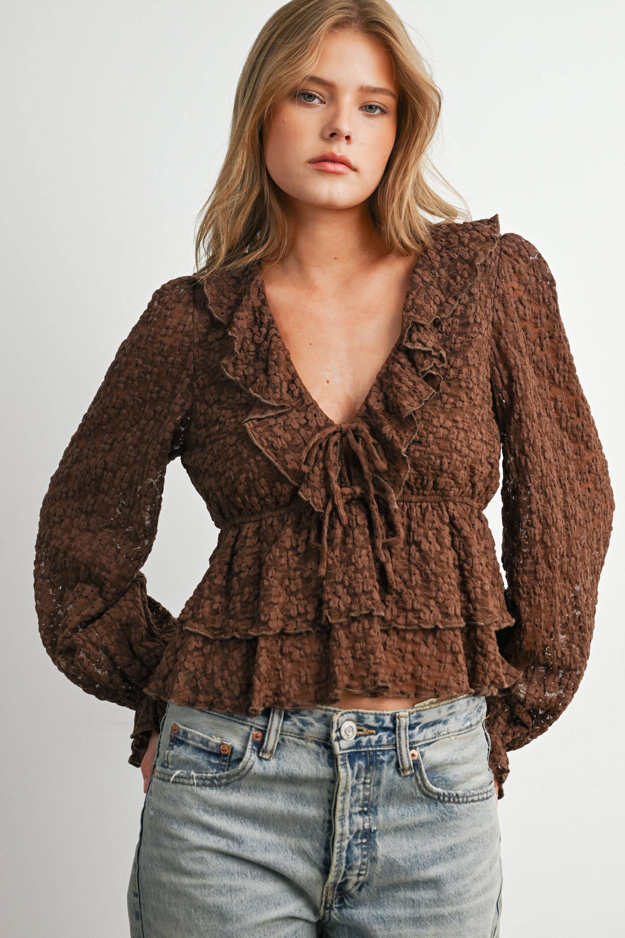 Lace Ruffle Blouse