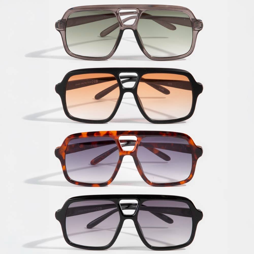 Large Acetate Frame Retro Aviator Sunglasses Set