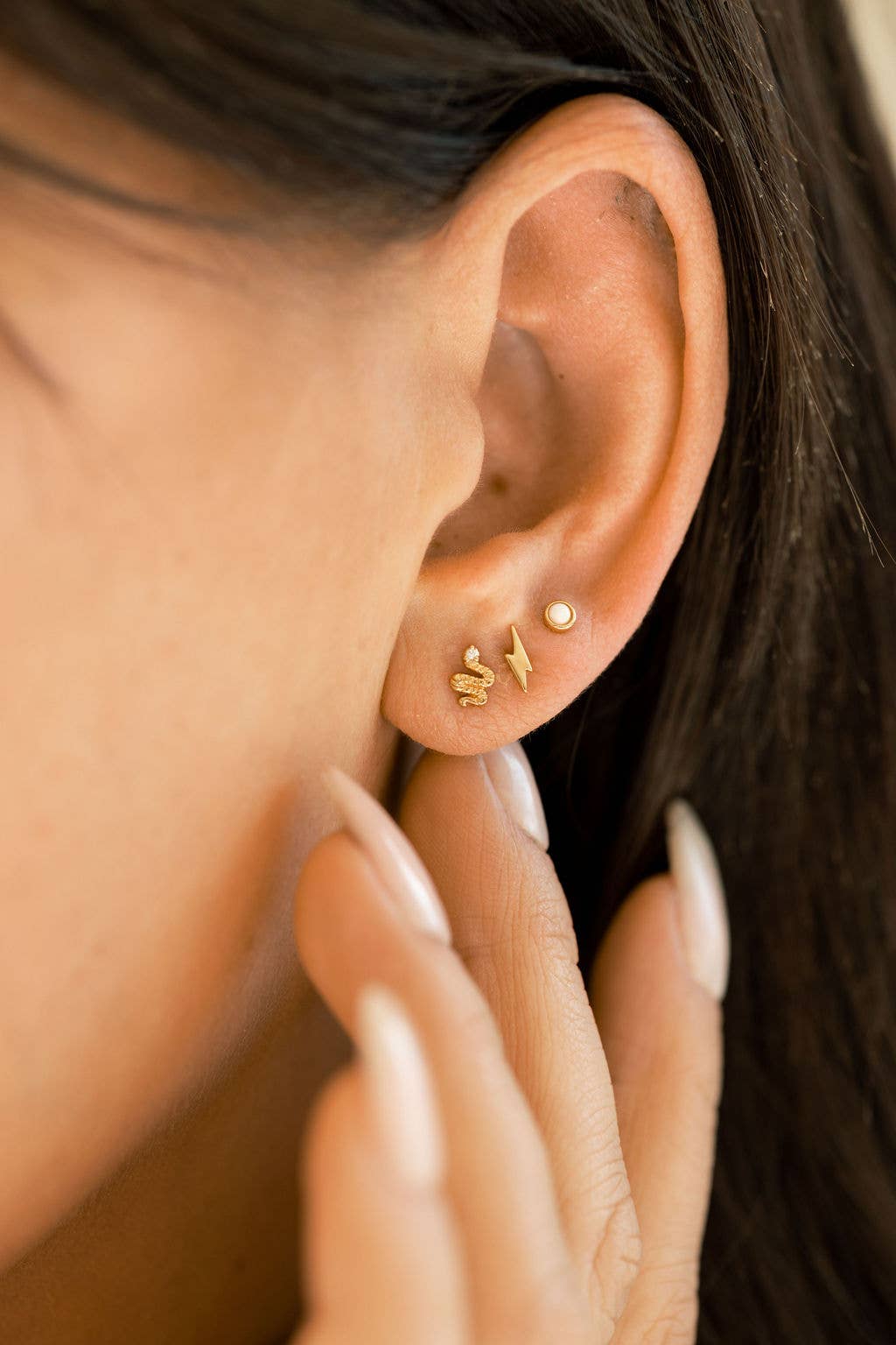 Lightning Stud Earring in Gold