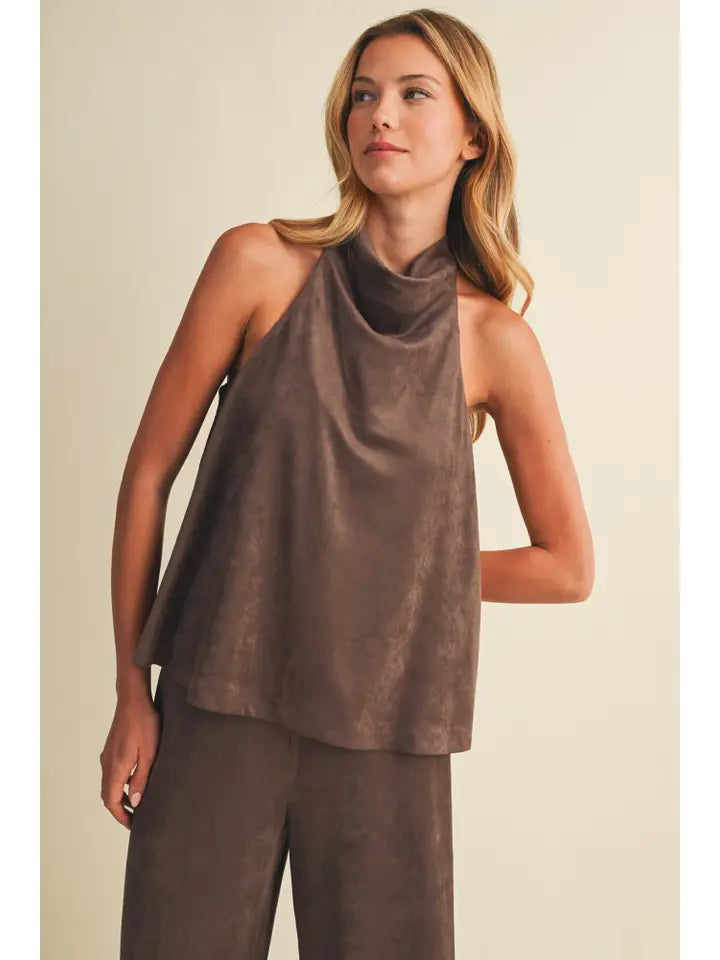 Suede Halter Neck Top