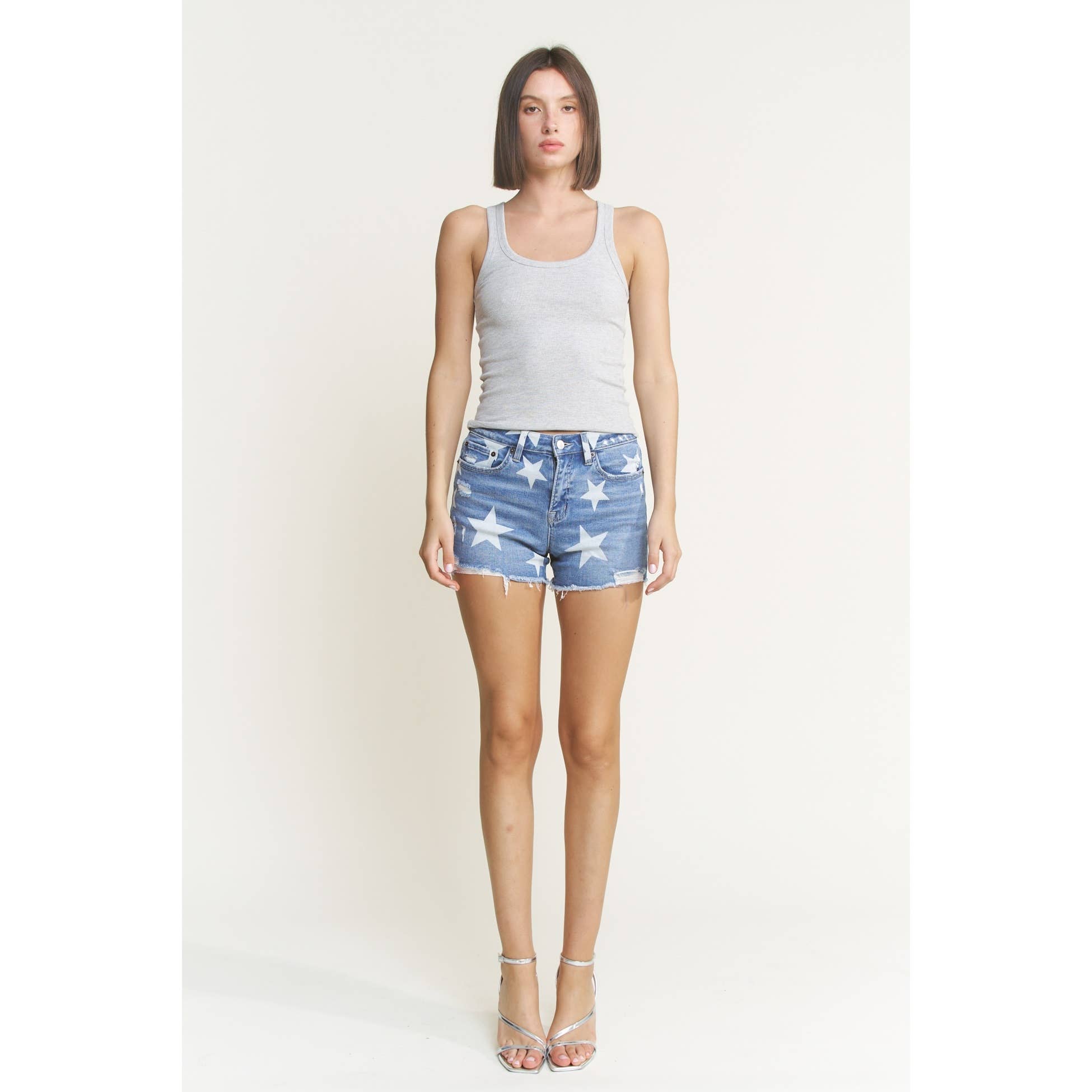 HIGH RISE DISTRESSED SHORTS