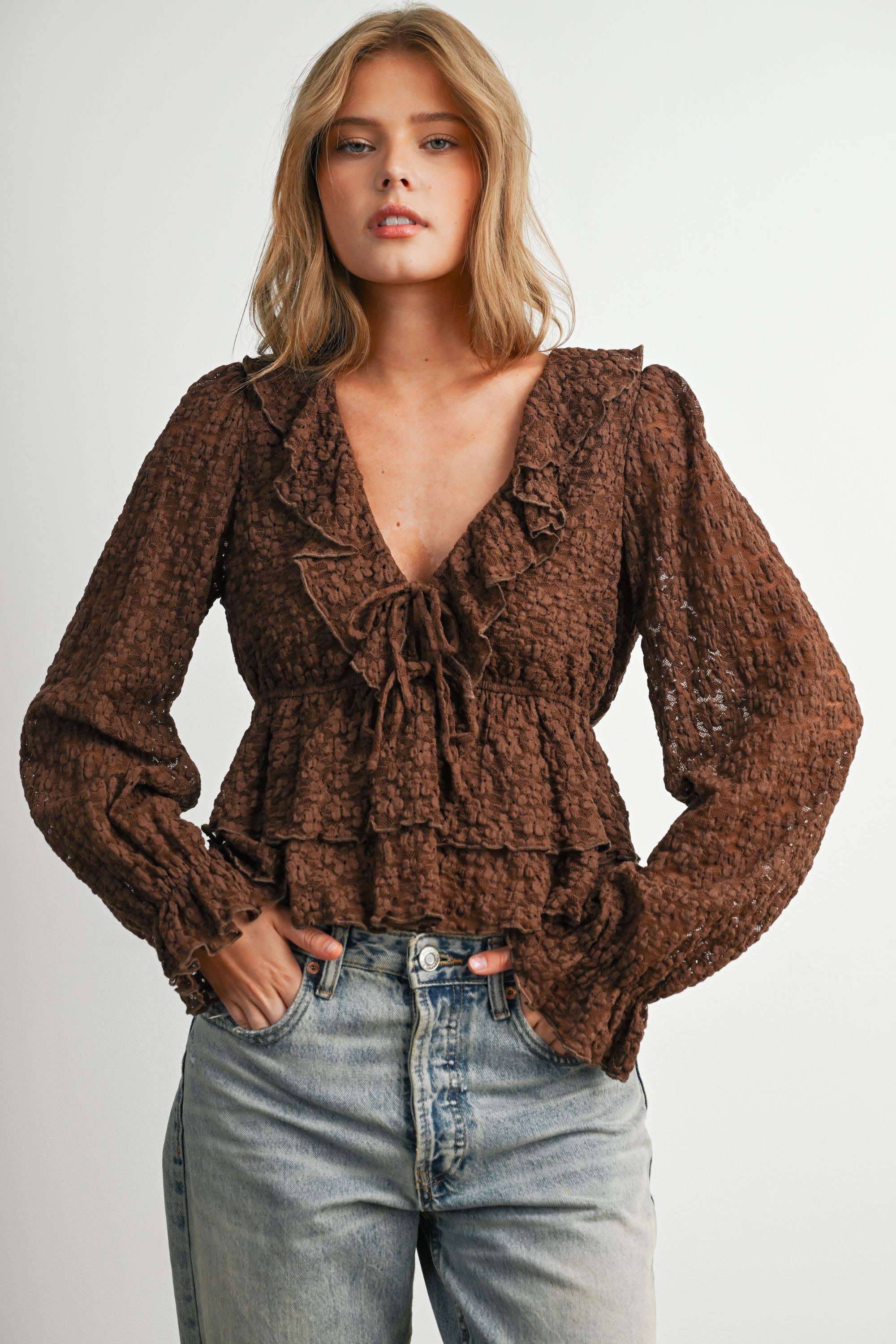 Lace Ruffle Blouse