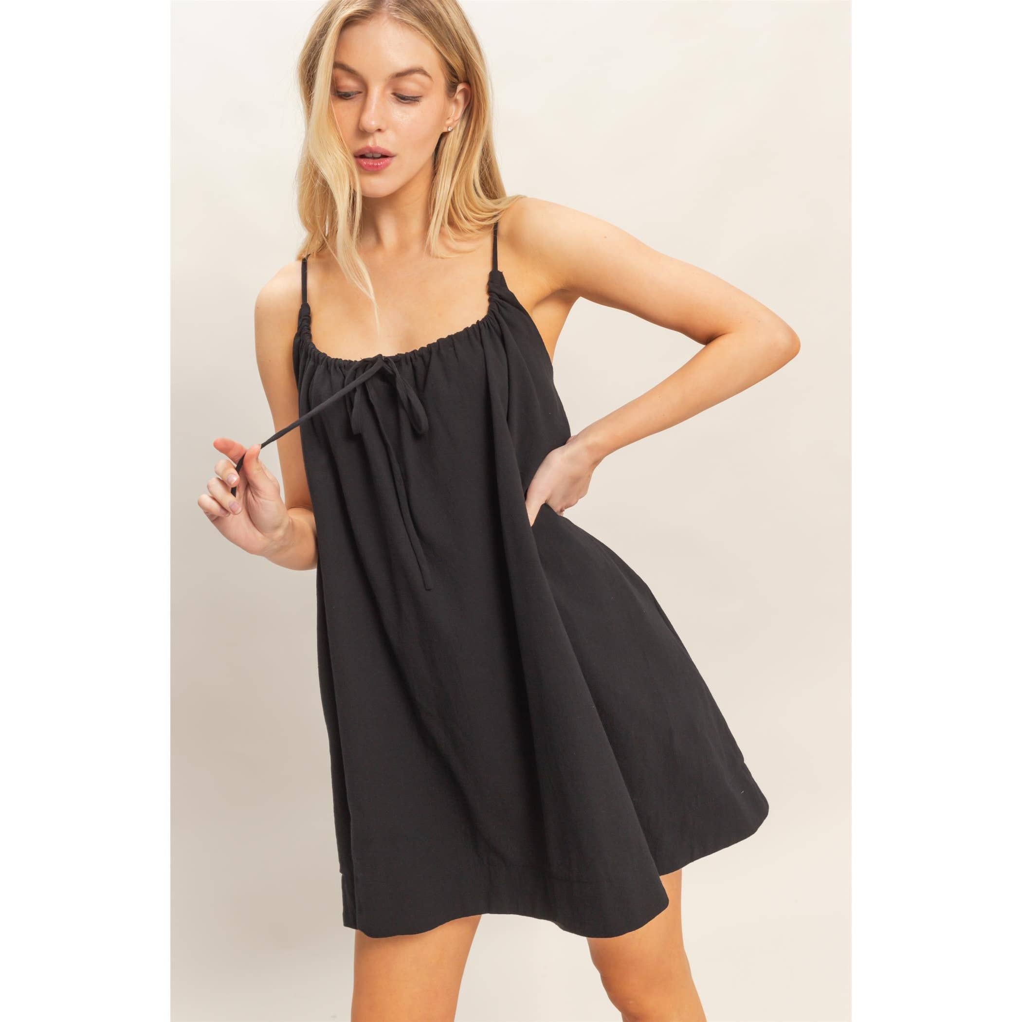 Gathered Tie Strap Dress