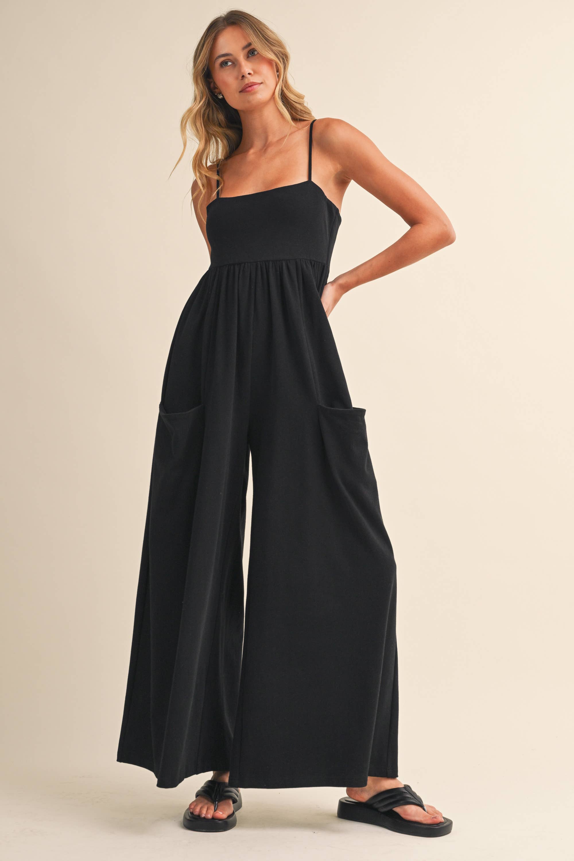 EMPIRE-WAIST WIDE-LEG JUMPSUIT