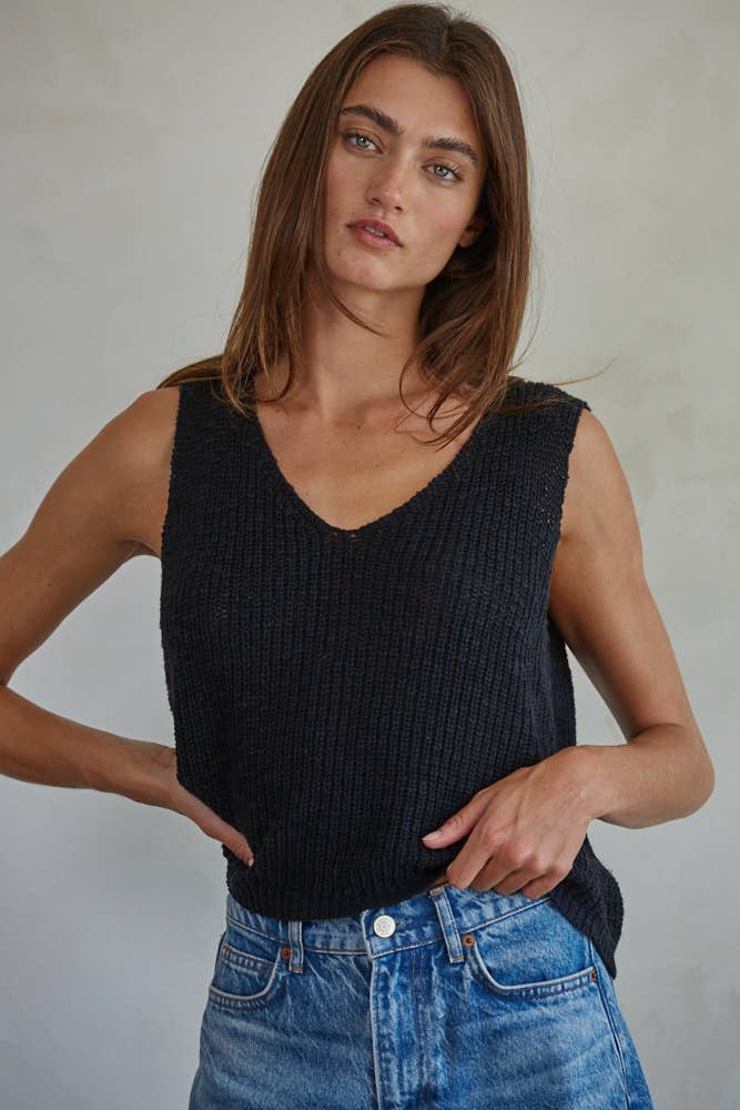 Knit Sweater V-Neck Vest Top