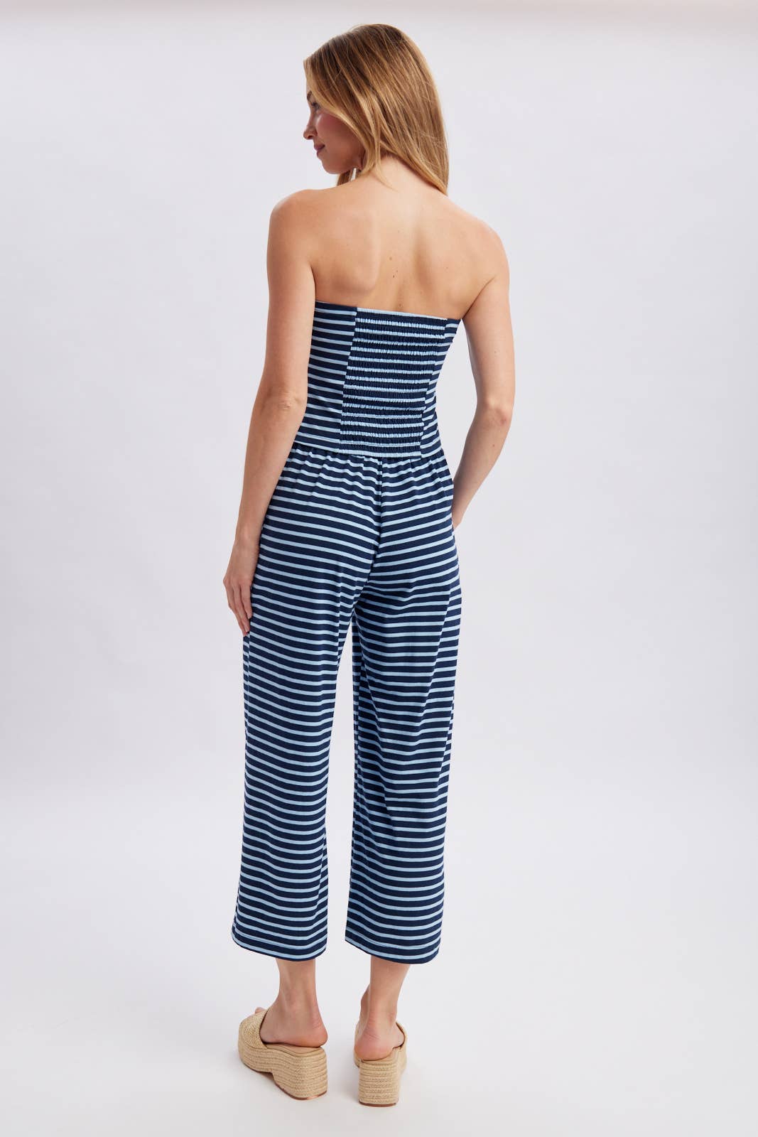 STRIPED KNIT TUBE TOP AND PANTS SET