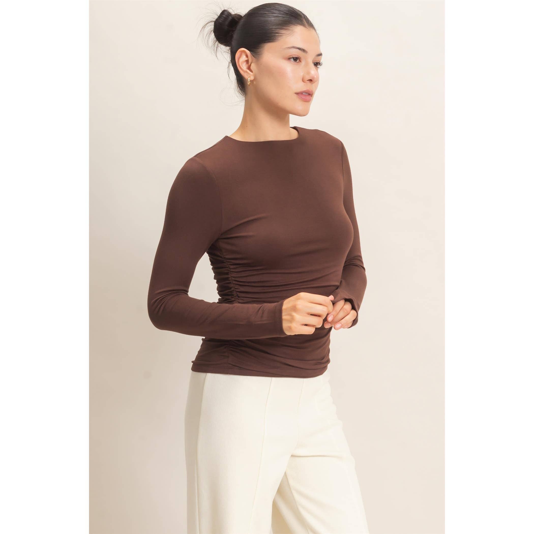 Ruched Long Sleeve Top