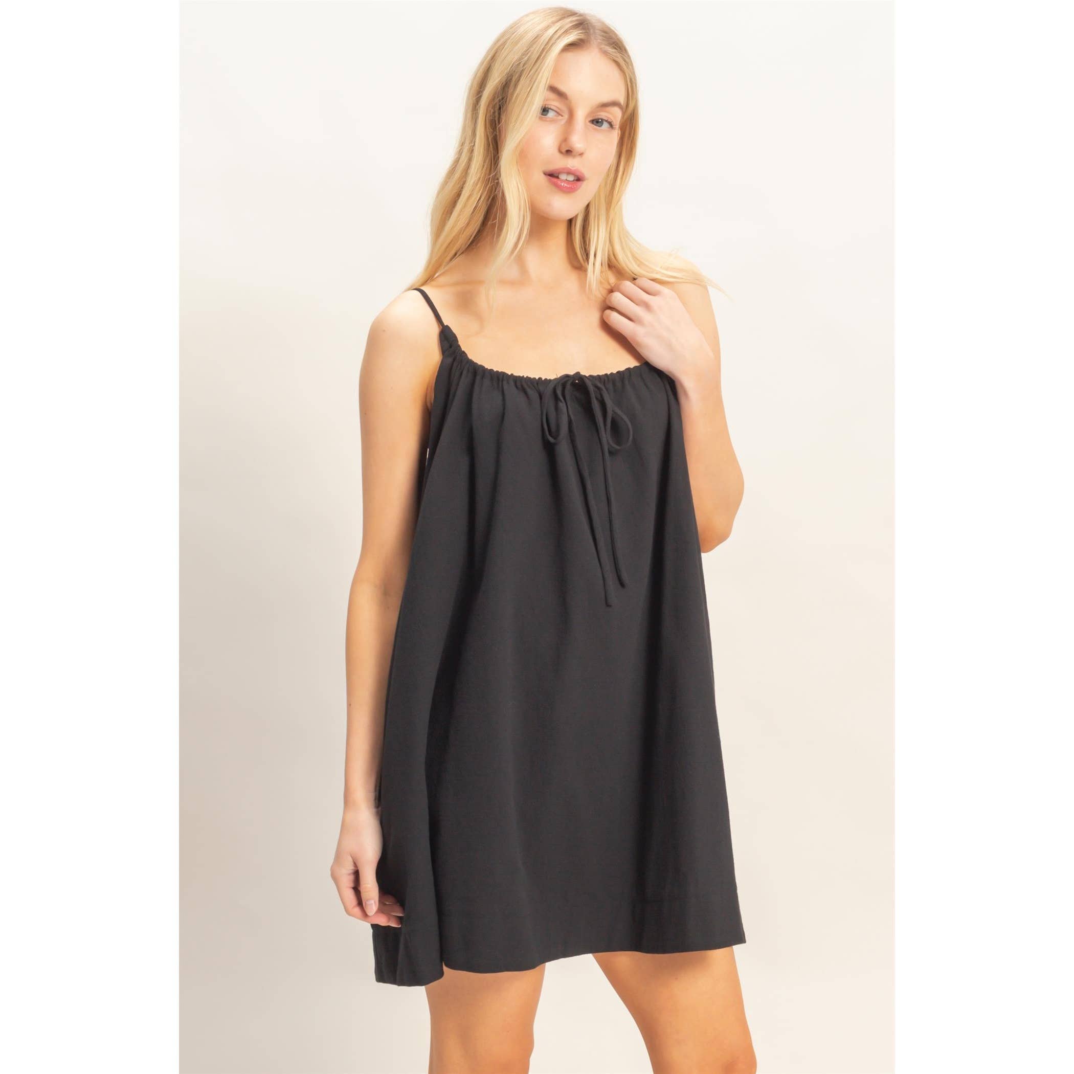 Gathered Tie Strap Dress