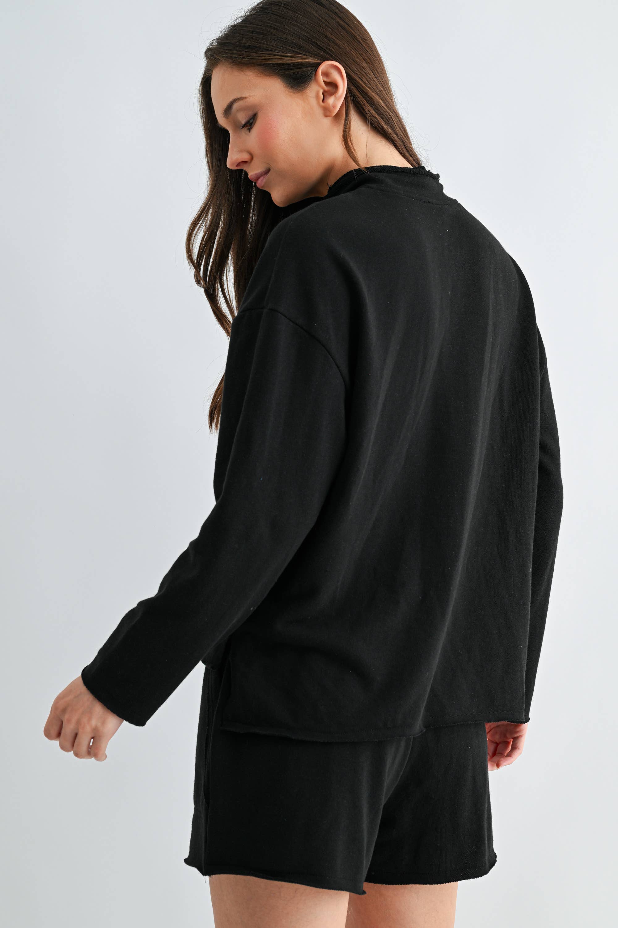 Offset Raw Edge Half-Zip Set