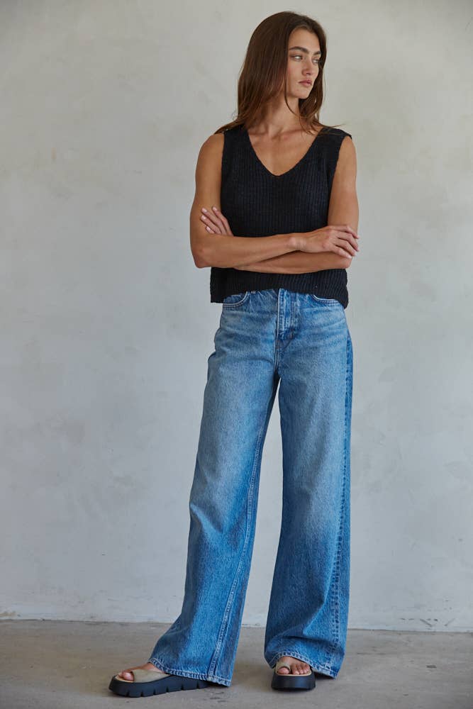 Knit Sweater V-Neck Vest Top