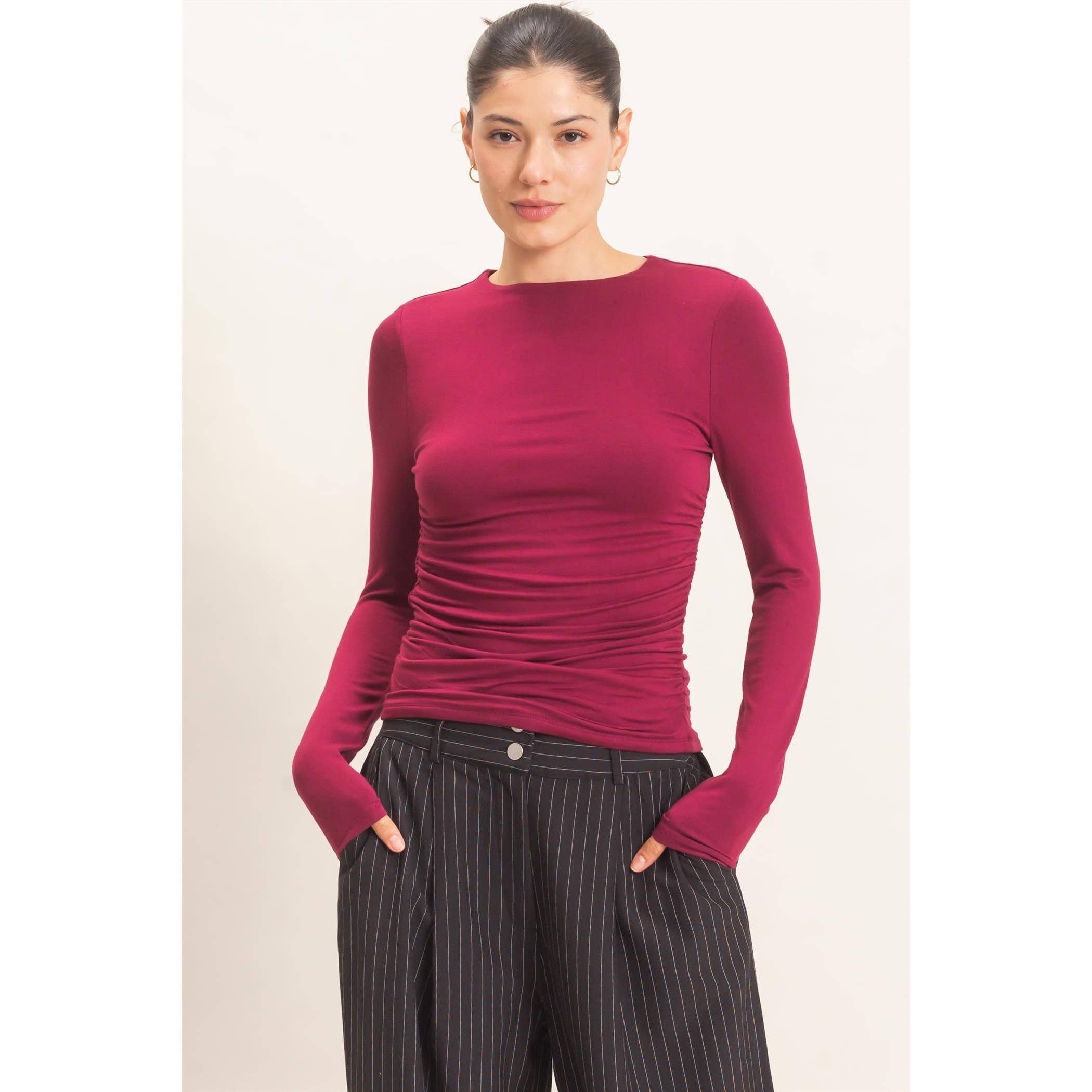 Ruched Long Sleeve Top