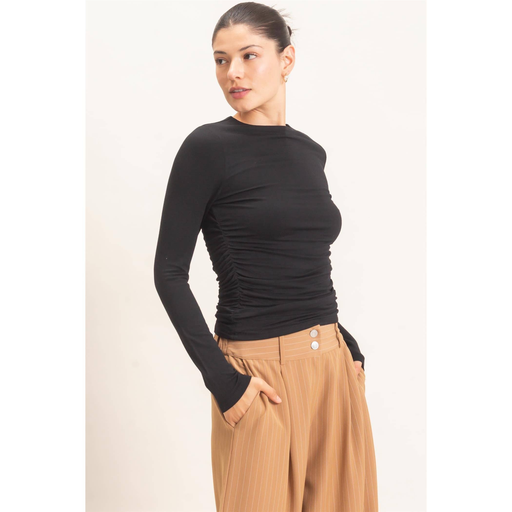 Ruched Long Sleeve Top
