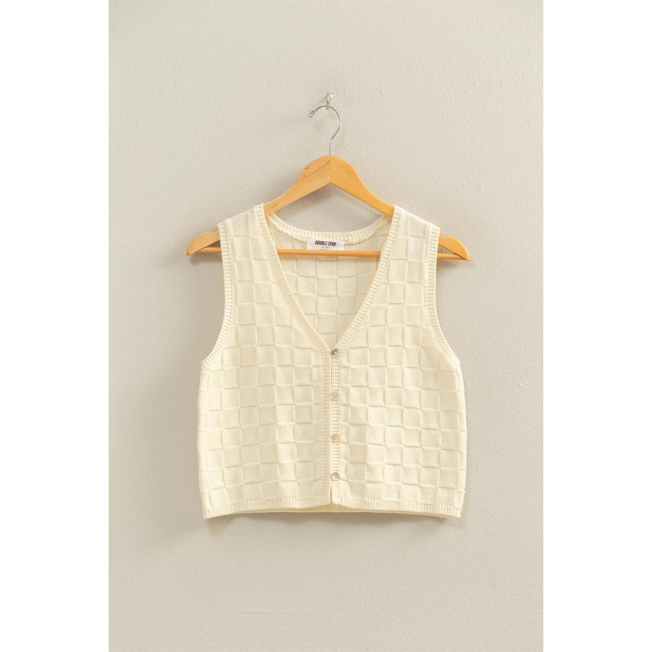 Checkered V-Neck Sleeveless Vest