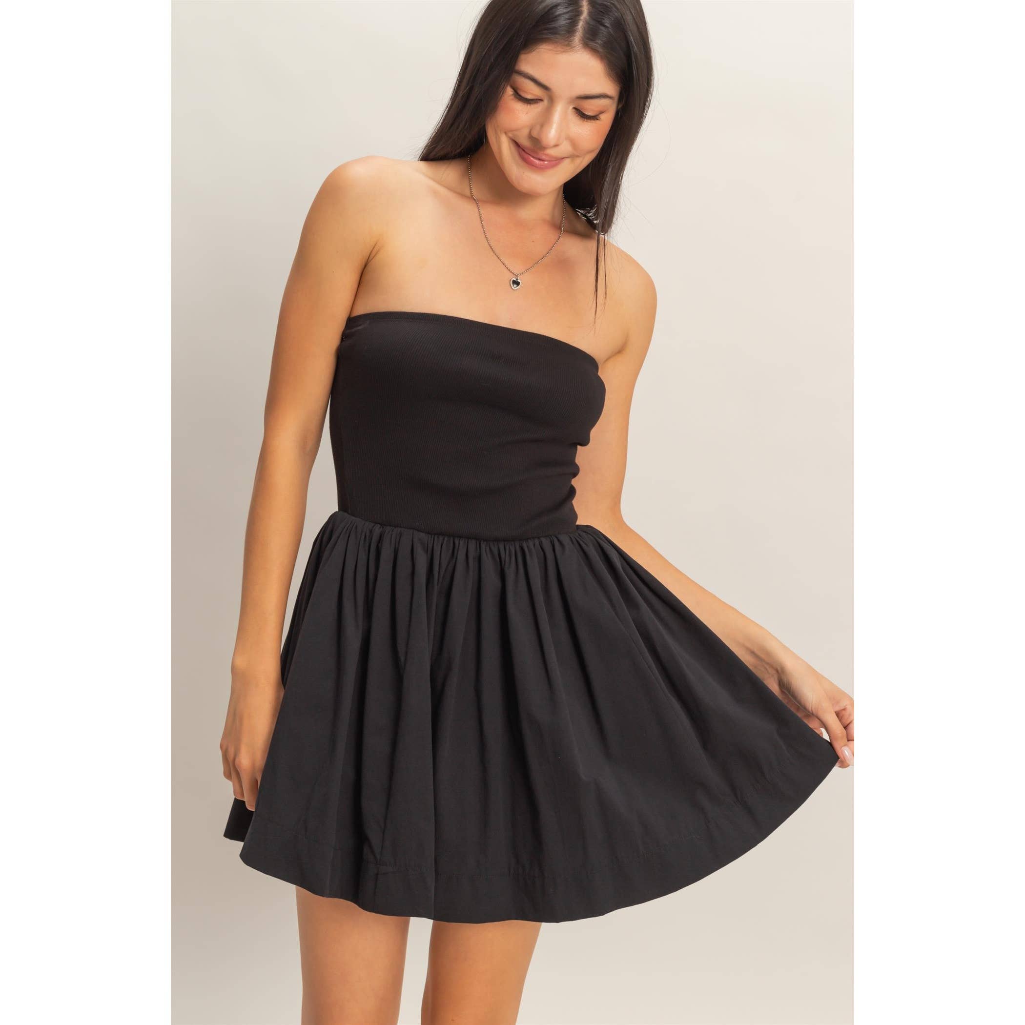 Strapless Flowy Mini Dress