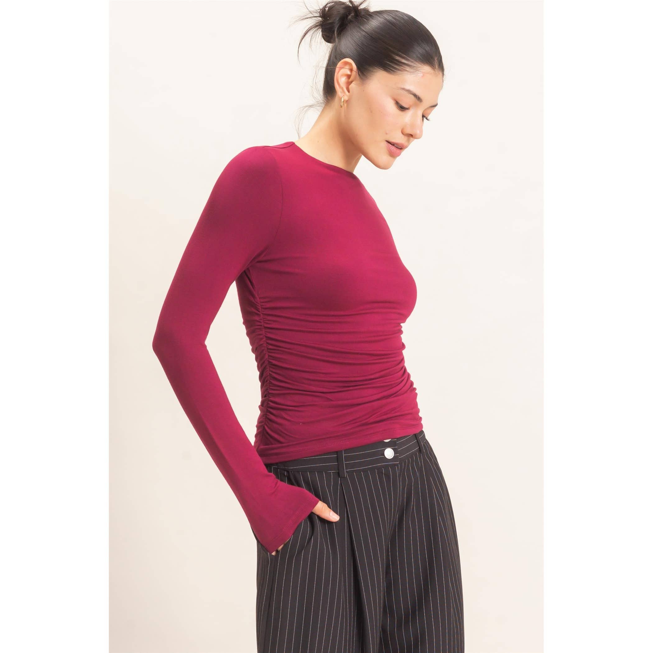 Ruched Long Sleeve Top