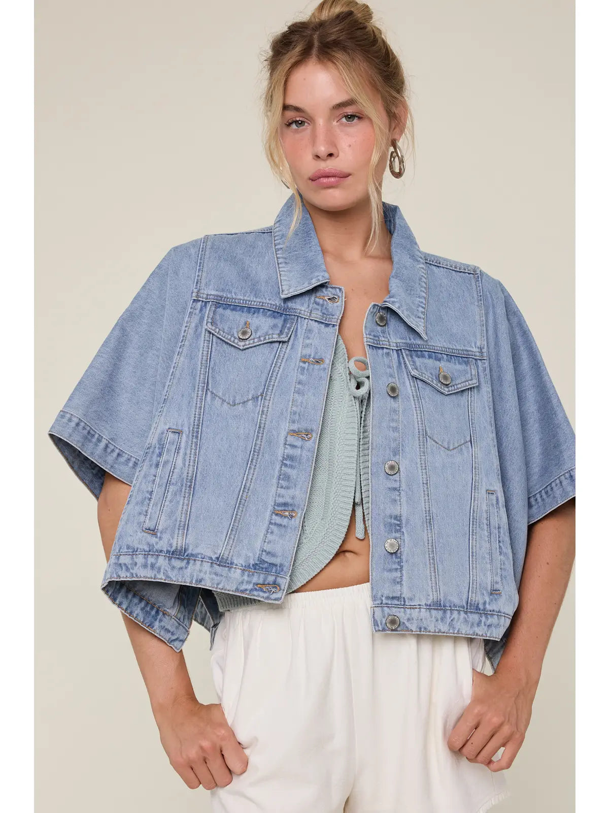 Denim Poncho Jacket