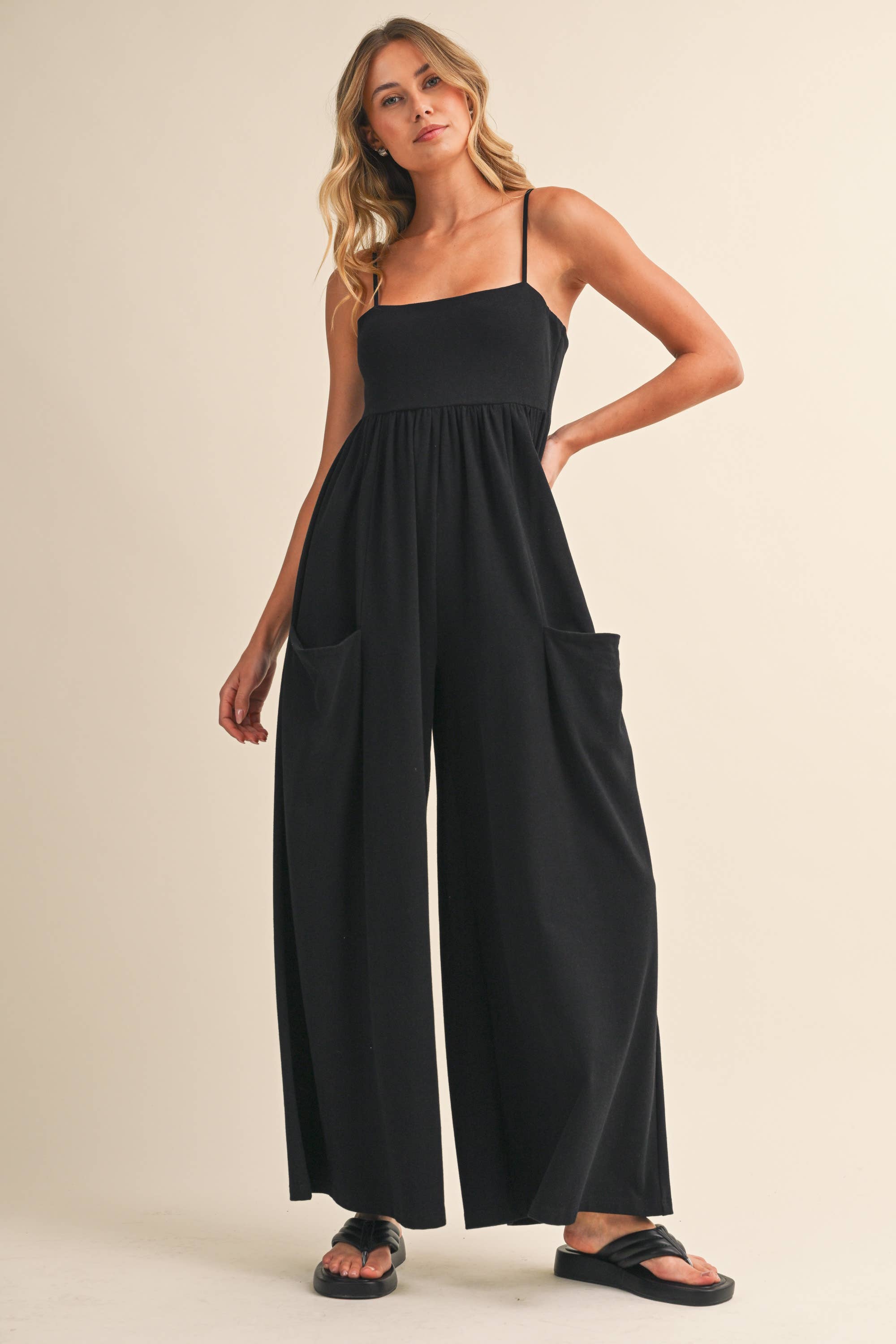 EMPIRE-WAIST WIDE-LEG JUMPSUIT