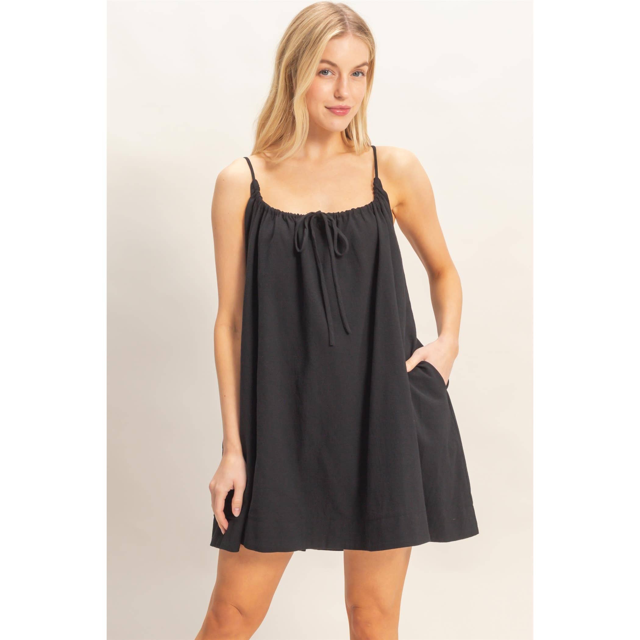 Gathered Tie Strap Dress