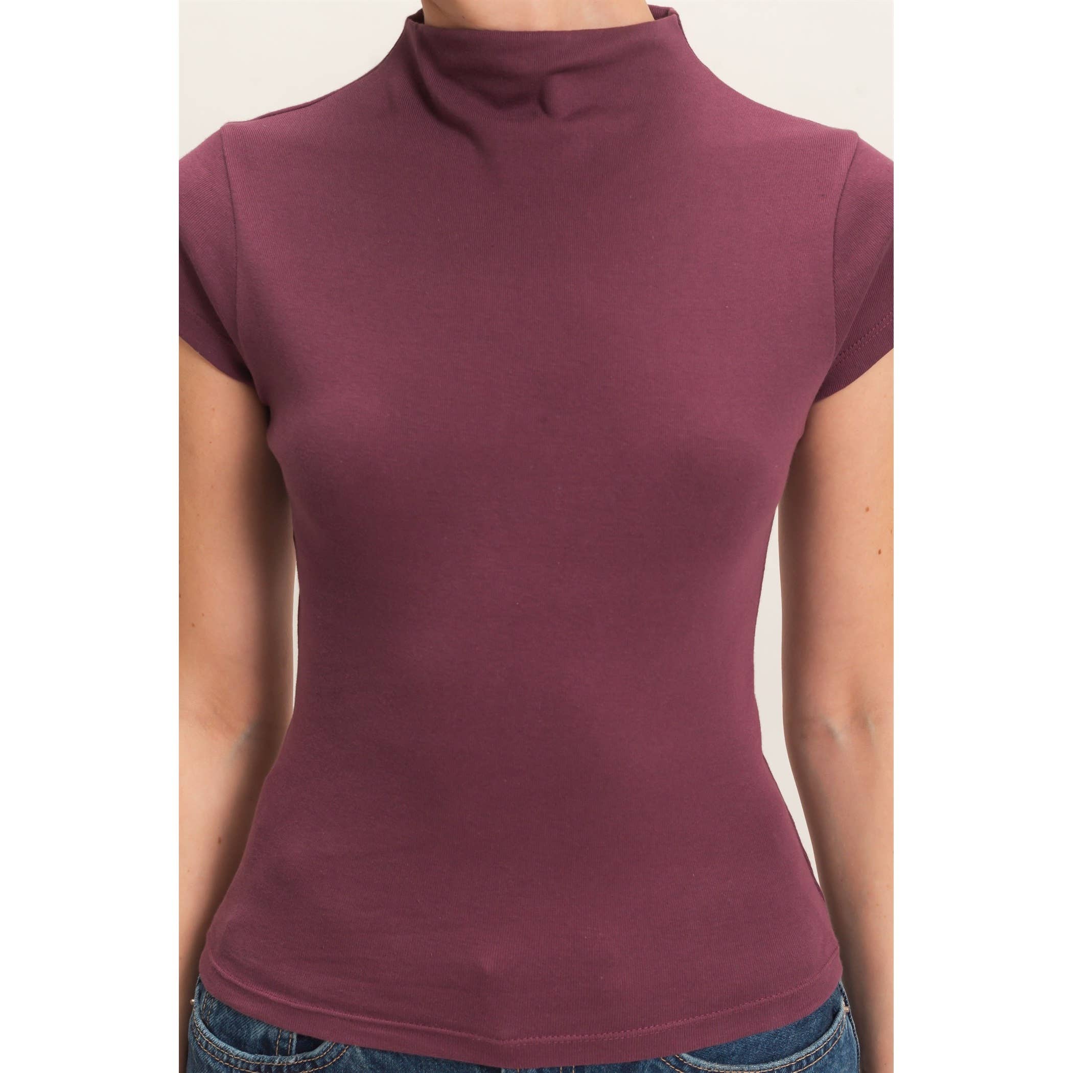 Mock Neck Cap Sleeve Top