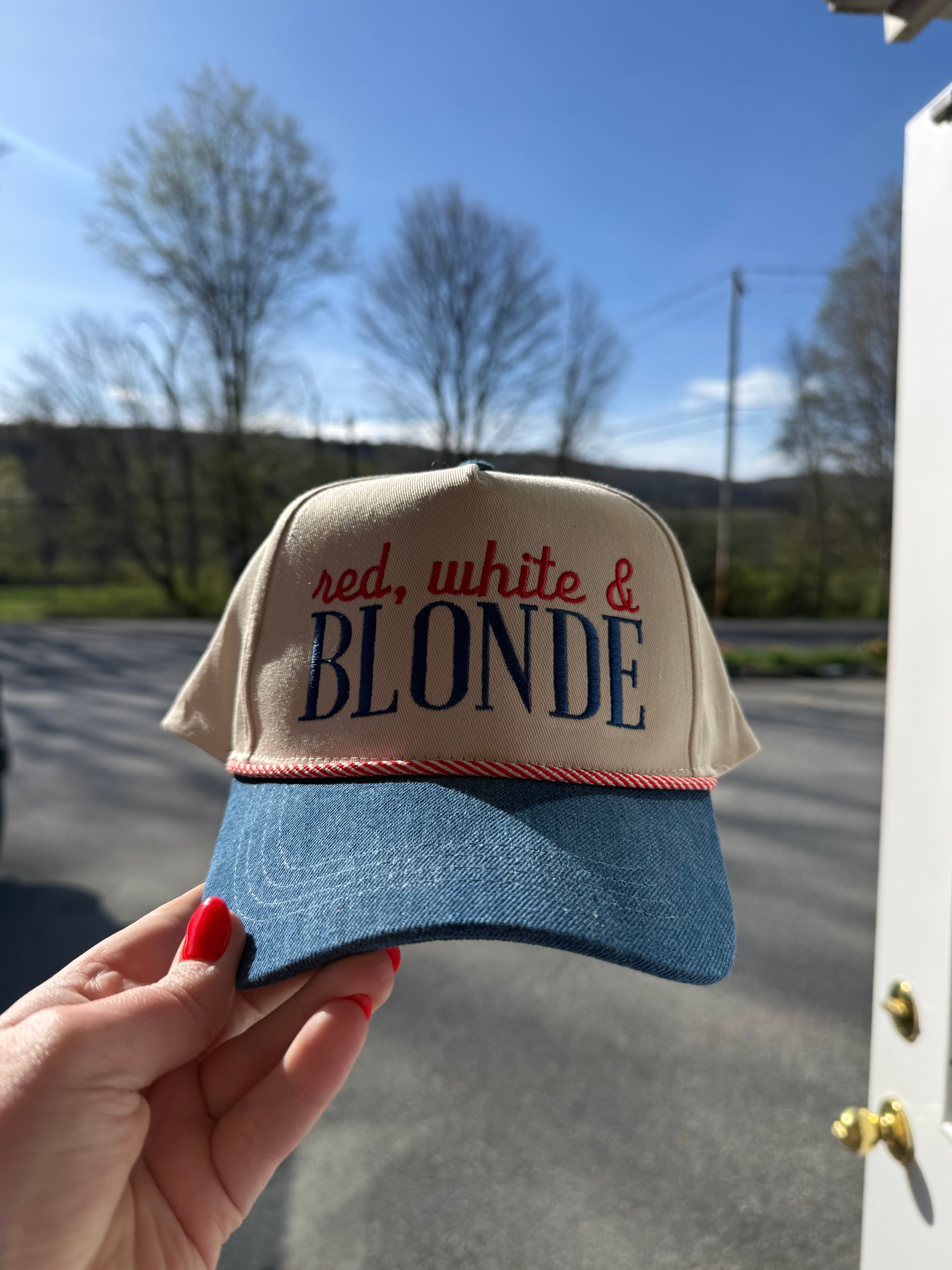 Red, White & Blonde Trucker Hat 🇺🇸✨