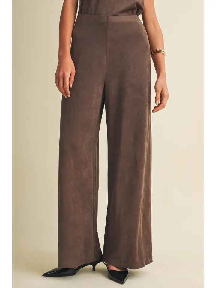Suede Wide Leg Pants