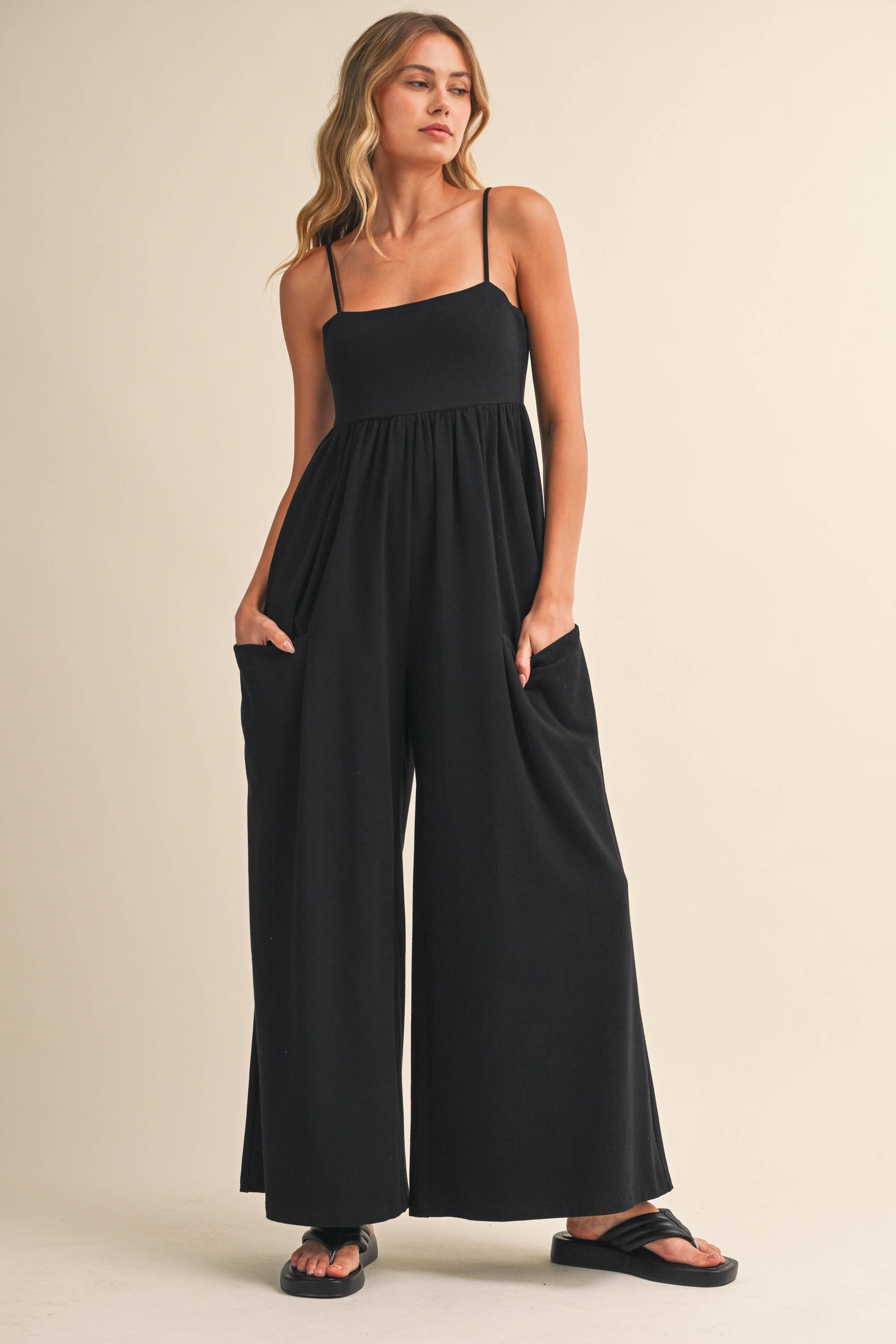 EMPIRE-WAIST WIDE-LEG JUMPSUIT