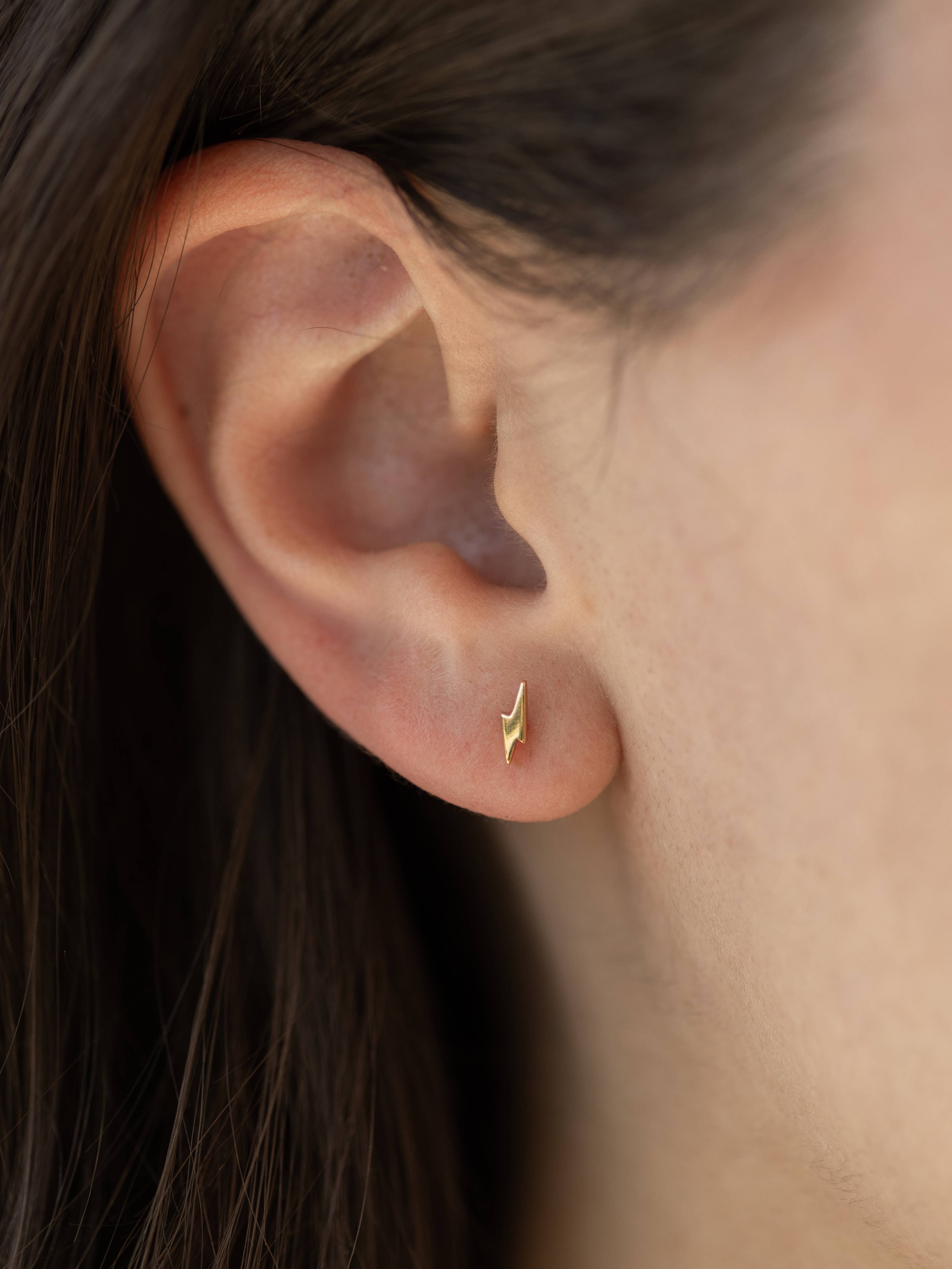 Lightning Stud Earring in Gold