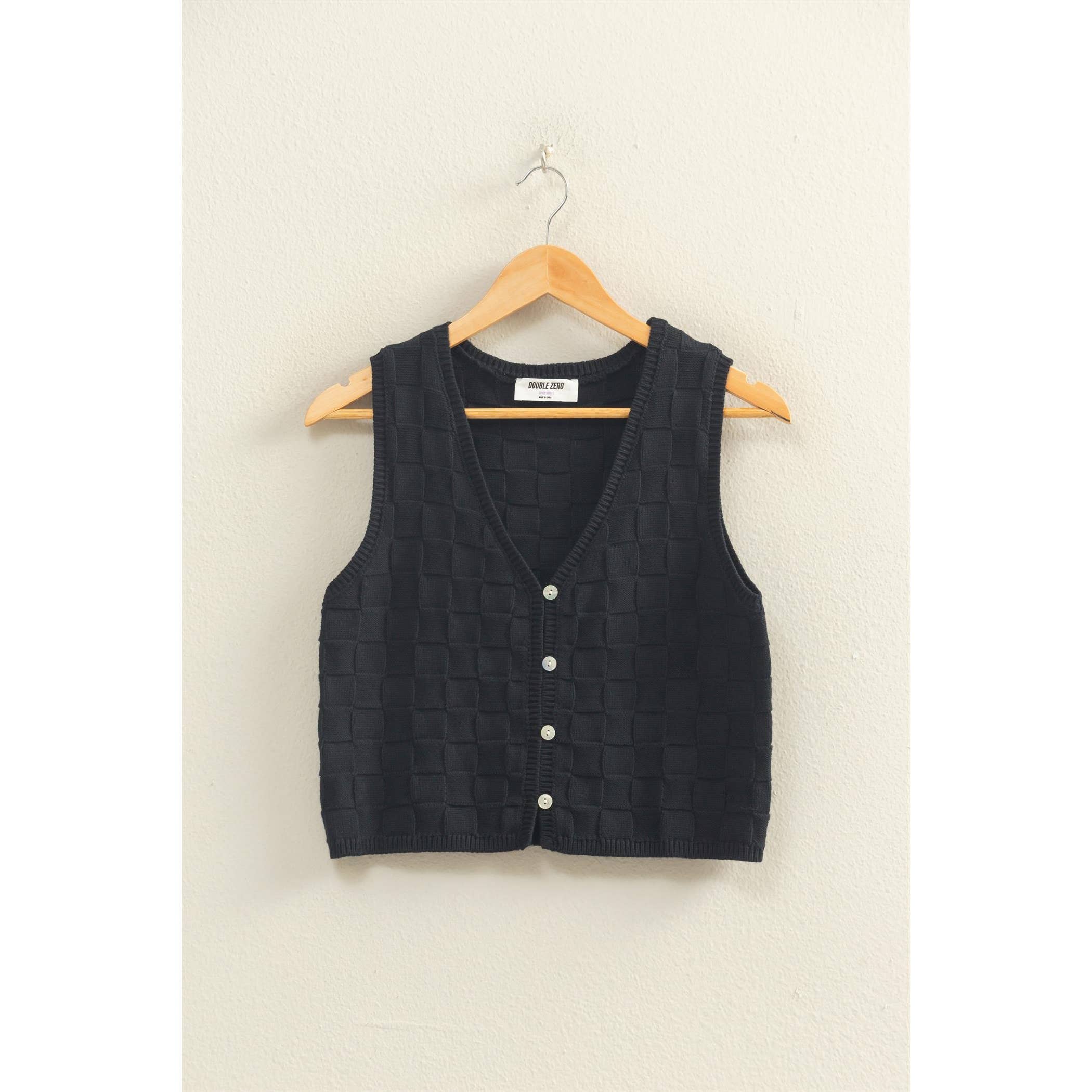 Checkered V-Neck Vest