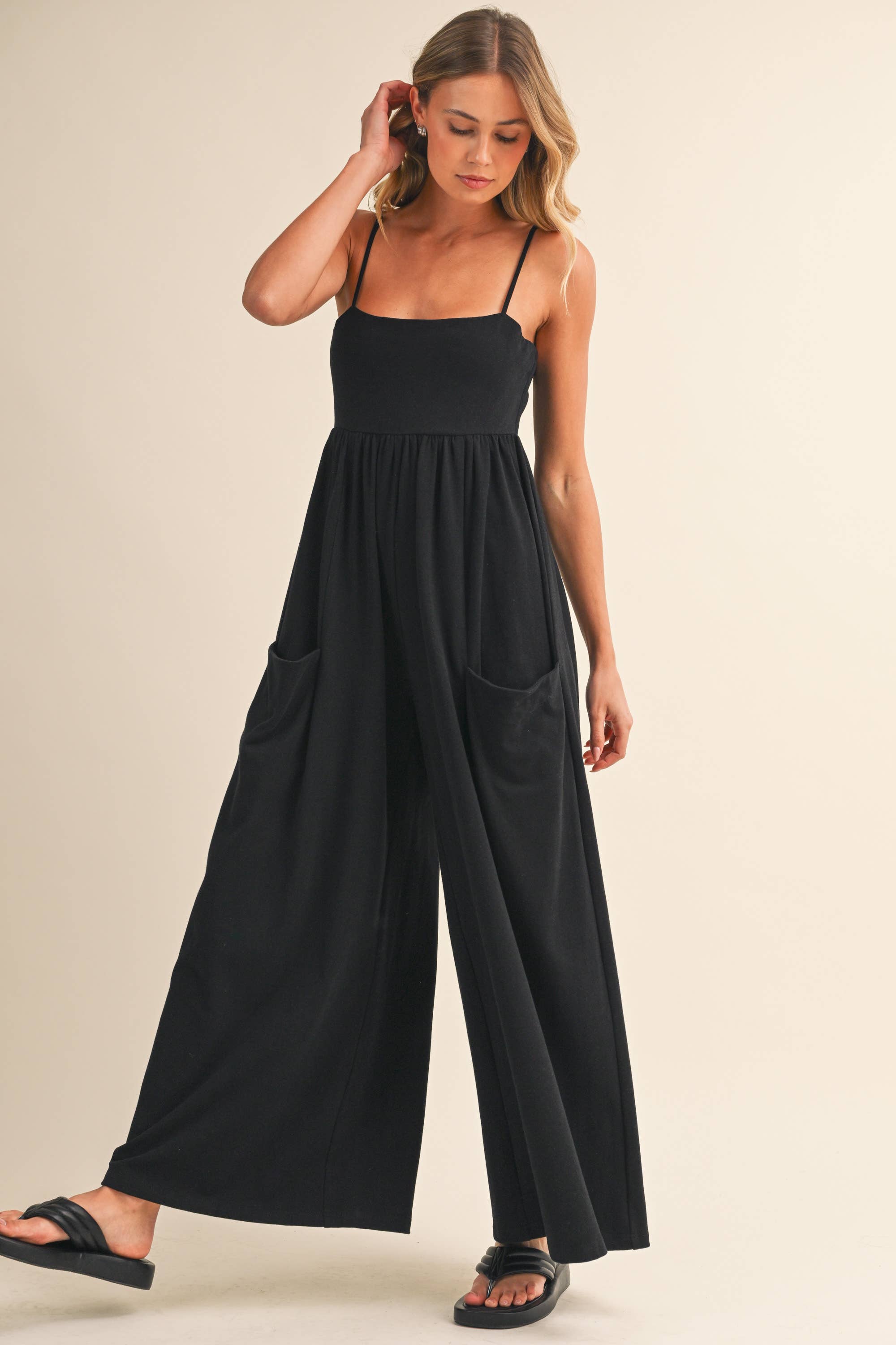 EMPIRE-WAIST WIDE-LEG JUMPSUIT