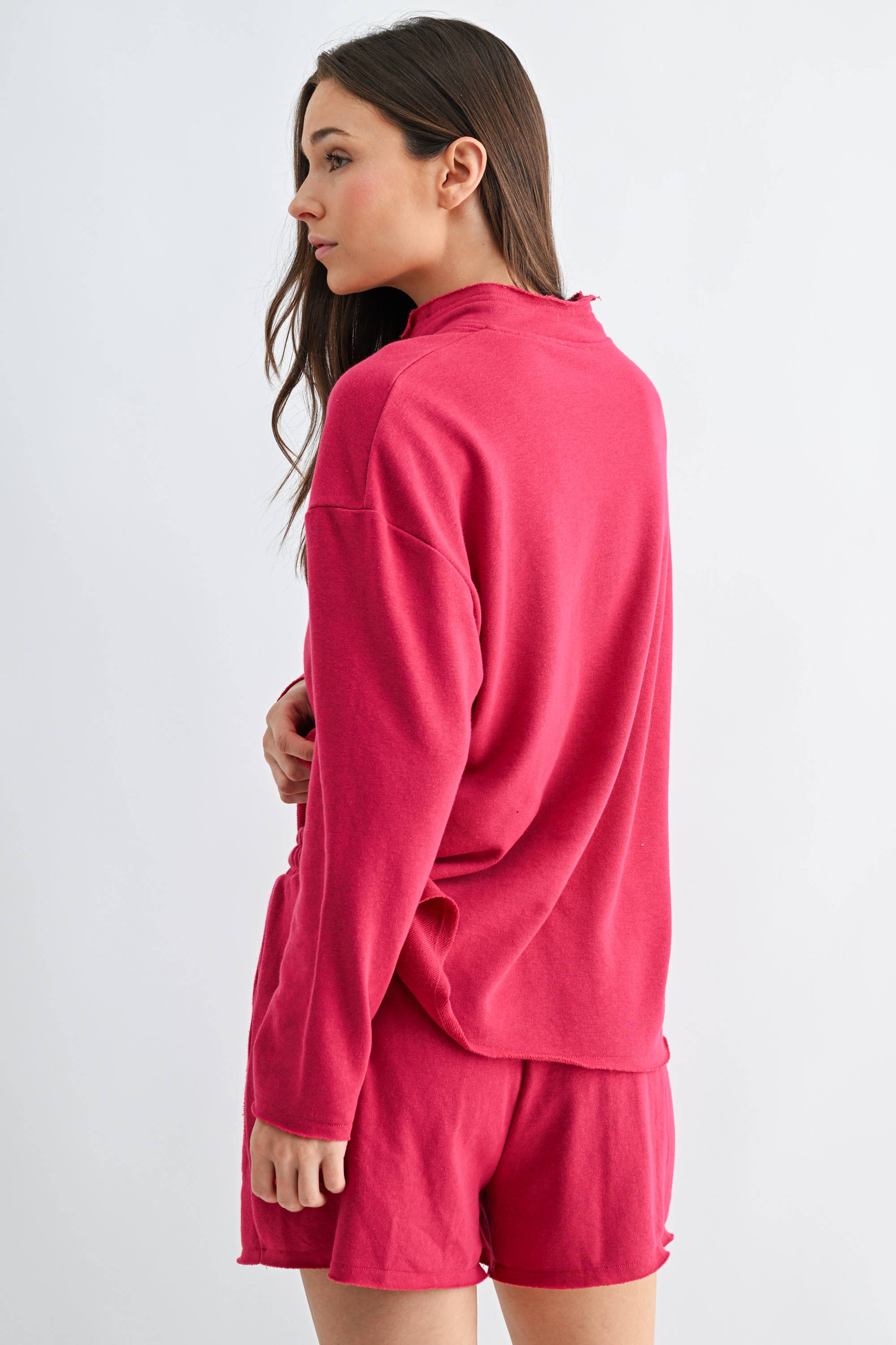 Offset Raw Edge Half-Zip Set