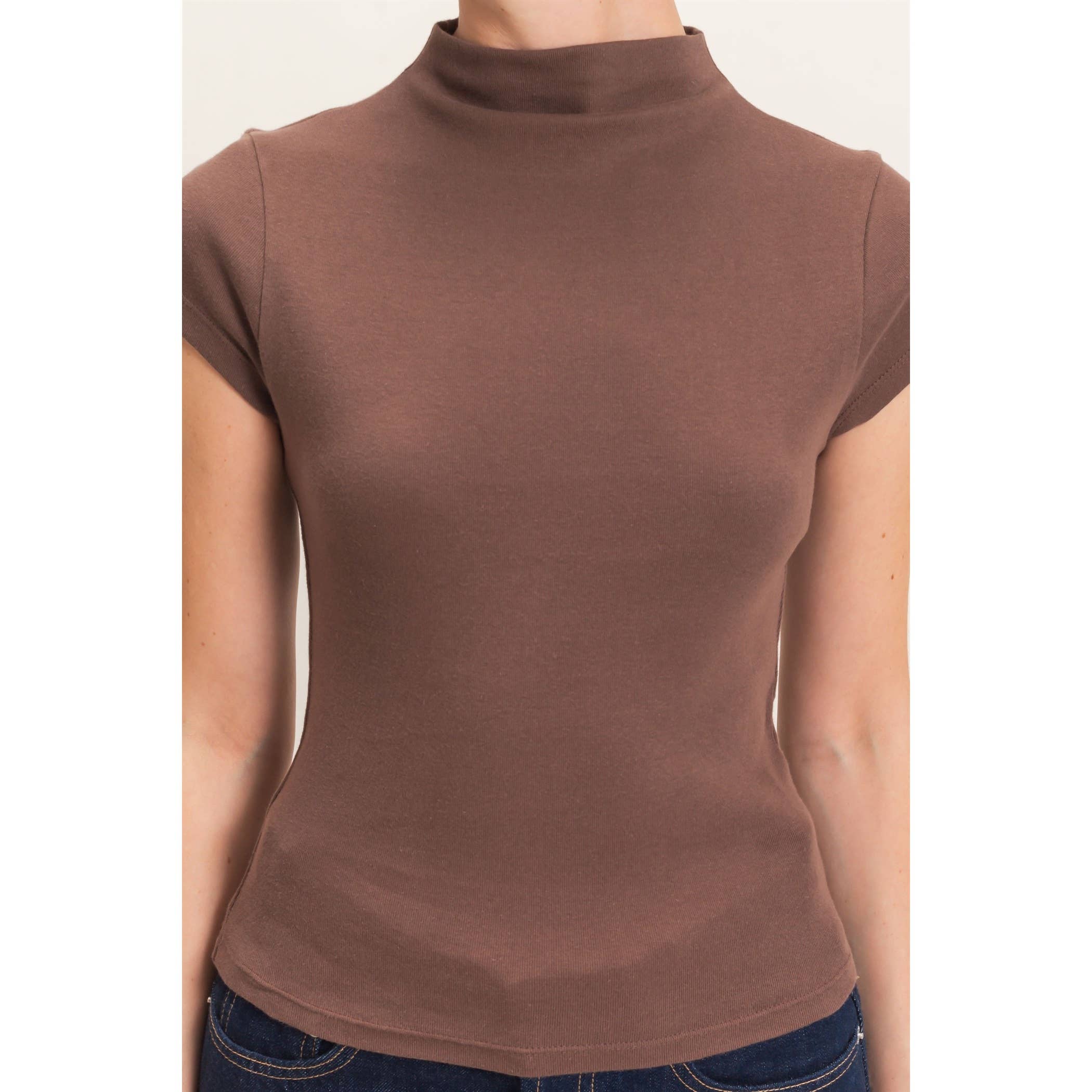 Mock Neck Cap Sleeve Top