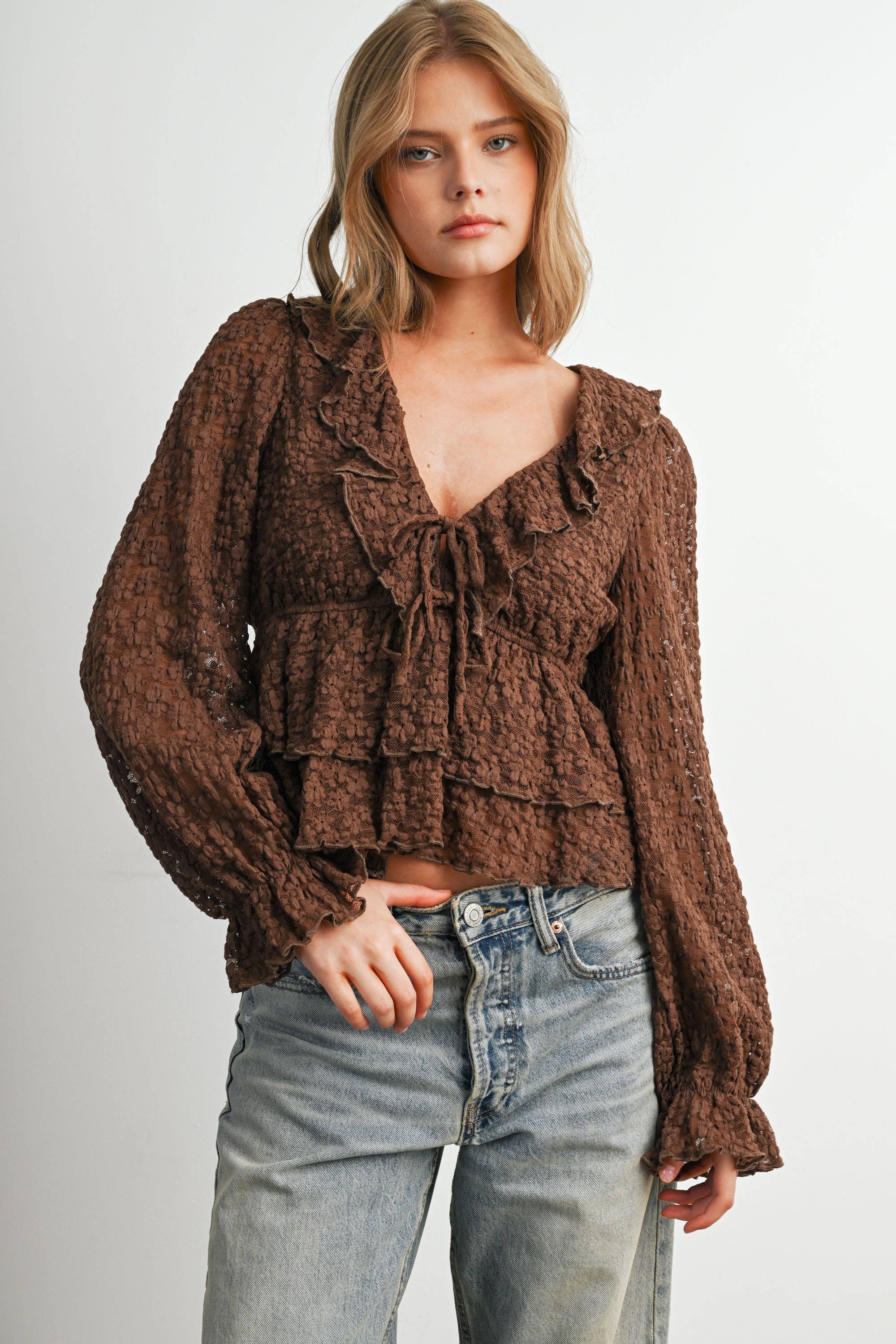 Lace Ruffle Blouse