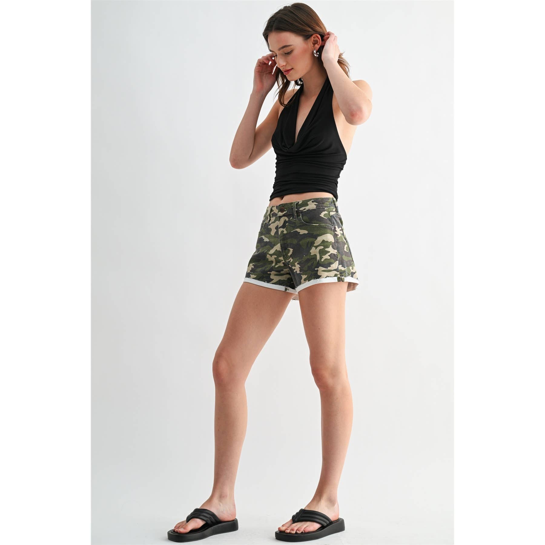 HIGH RISE CAMOUFLAGE SHORTS