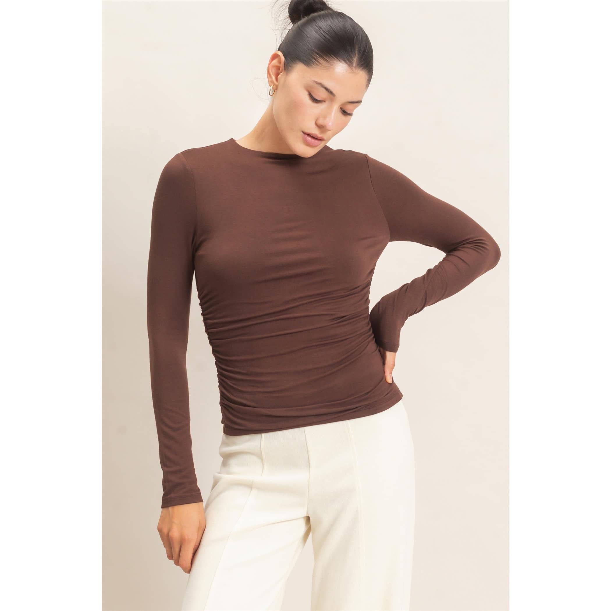 Ruched Long Sleeve Top