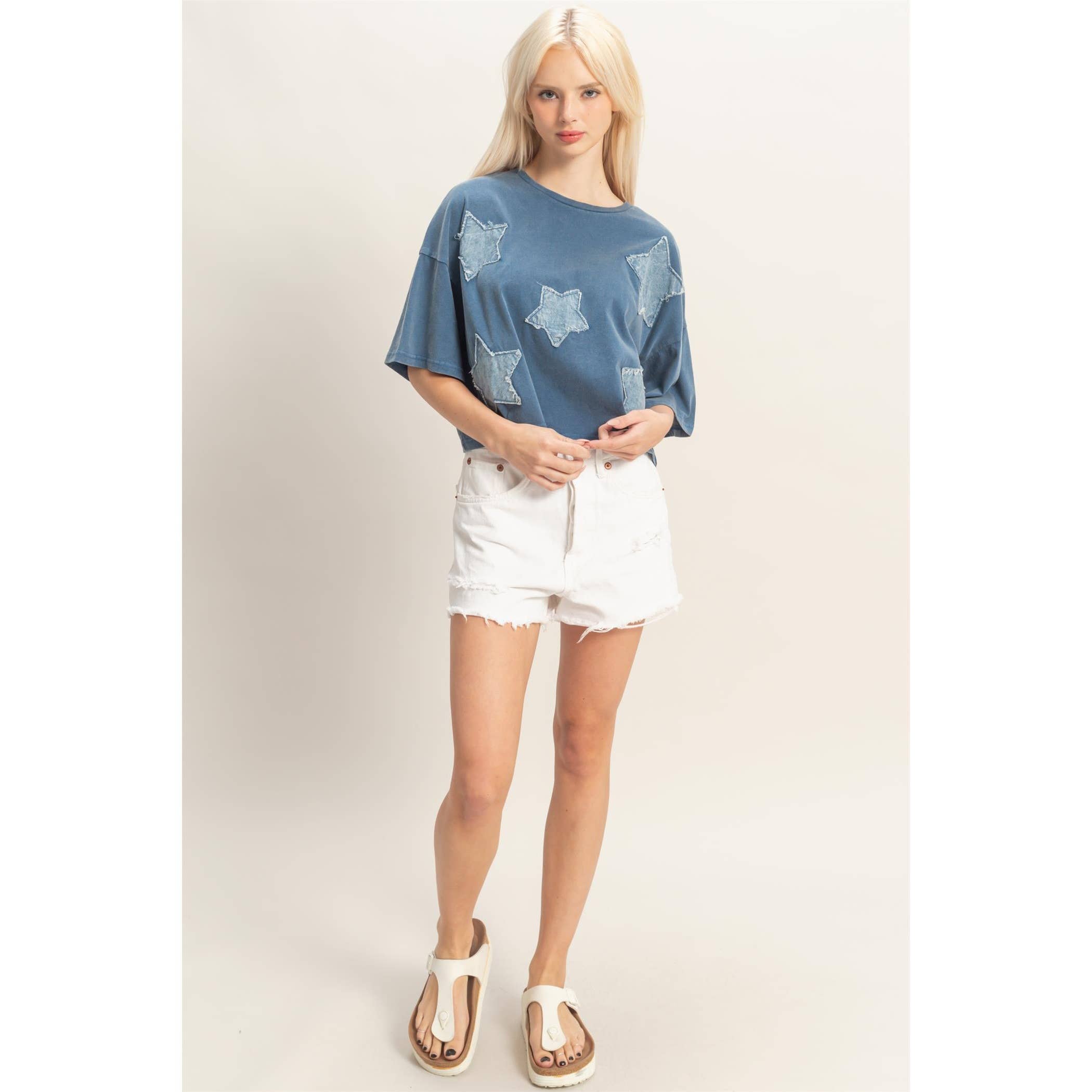 Raw Edge Star Patch Top