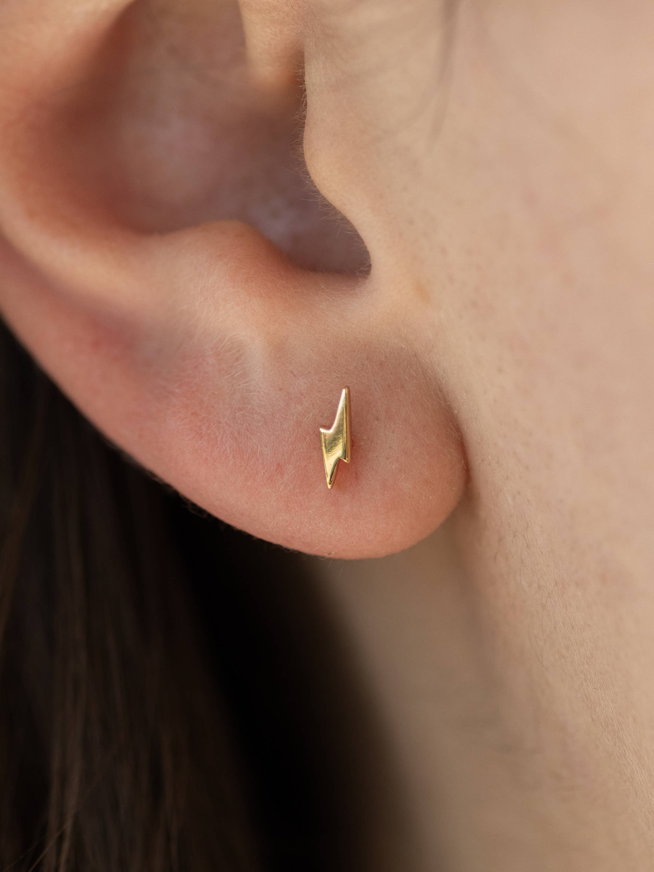 Lightning Stud Earring in Gold